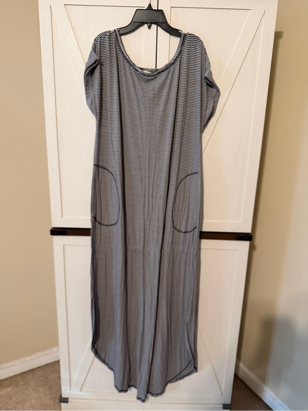 Cato Navy and White Striped Maxi Dress with Pockets